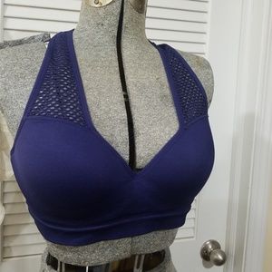 Blue Pushup Racerback Sports Bra